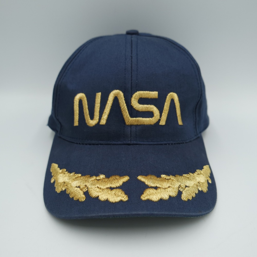 Vintage NASA U.S. Space & Rocket Center Navy Blue Snapback Hat Pilot Brim